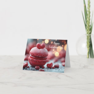 Rote köstliche Macaron-Valentinsgruß Feiertagskarte