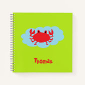 Rote Krabbe auf blauem und grünem individuelle Nam Notizblock (Vorderseite)