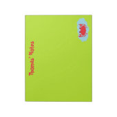 Rote Krabbe auf blauem und grünem individuelle Nam Notizblock (Rotiert)