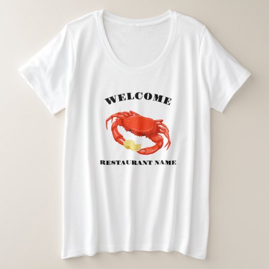 Rote Krabbe Mais Meeresfrüchte Restaurant Name Große Größe T-Shirt (Design vorne)