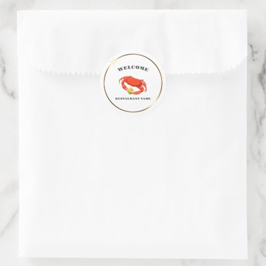 Rote Krabbe Mais Meeresfrüchte Restaurant Name Runder Aufkleber (Tasche)