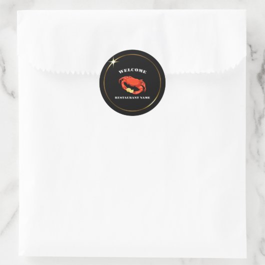 Rote Krabbe Mais Meeresfrüchte Restaurant Name Runder Aufkleber (Tasche)