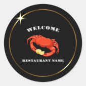 Rote Krabbe Mais Meeresfrüchte Restaurant Name Runder Aufkleber (Vorderseite)