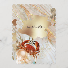 Rote Krabbe Marmor Gold flüssig elegante Party Chi Einladung