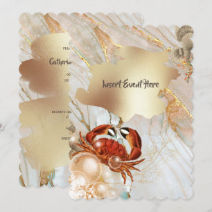 Rote Krabbe Marmor Gold flüssig elegante Party Chi Einladung