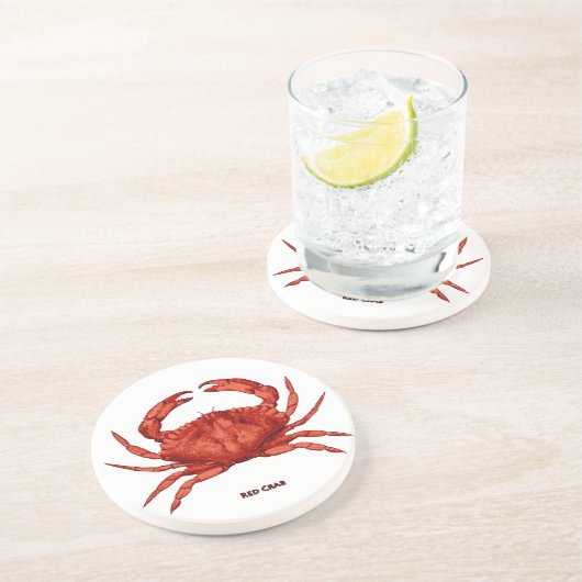 Rote Krabbe (pazifisch) Getränkeuntersetzer (Seite)