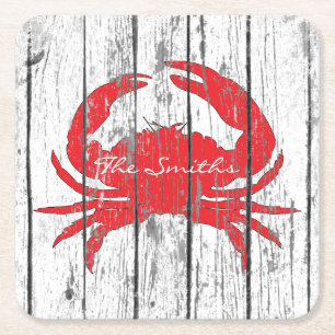 Rote Krabbe personifizieren Rechteckiger Pappuntersetzer