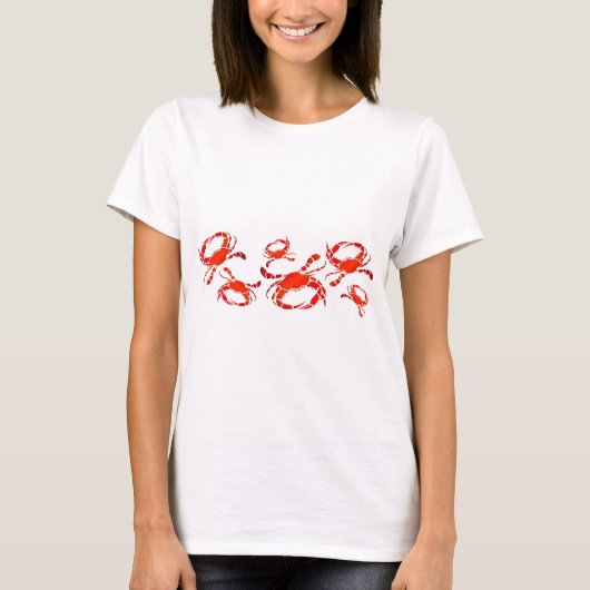 Rote Krabben-Parade T-Shirt (Vorderseite)
