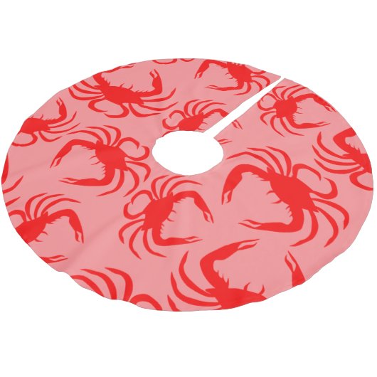 Rote Krabben Polyester Weihnachtsbaumdecke (Schrägansicht)