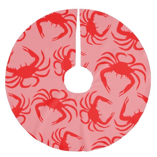 Rote Krabben Polyester Weihnachtsbaumdecke (Vorderseite)