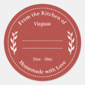 Rote Kraft und rustikal, mit Liebe-Etikettenaufkle Runder Aufkleber (Vorderseite)