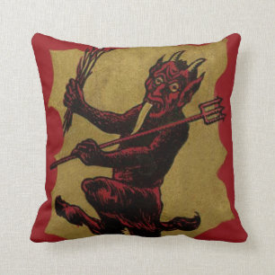 Rote Krampus Heugabel Wechseln Zunge Kissen