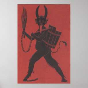 Rote Krampus-Korb-Umschalt-Kettensprache Poster
