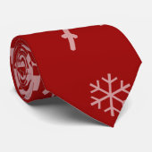 Rote Krawatte mit Schneeflocken (Gerollt)