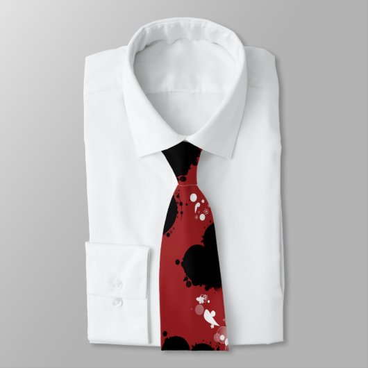 Rote Krawatte Schwarzes Herz und Weiß (Gebunden)