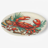 Rote Krebsbackform Pappteller (Schrägansicht)