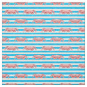 Rote Krebse an der Küste von Blue Stripes Stoff (Muster)