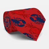 Rote Krebse in Lobsters Diagonal Print Krawatte (Gerollt)