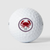 Rote Krebse und graue Streifen, Monogramm Golfball (Vorderseite)