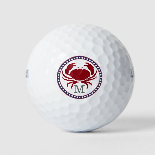Rote Krebse und graue Streifen, Monogramm Golfball (Vorderseite)