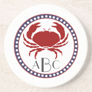 Rote Krebse und Monogramm Untersetzer