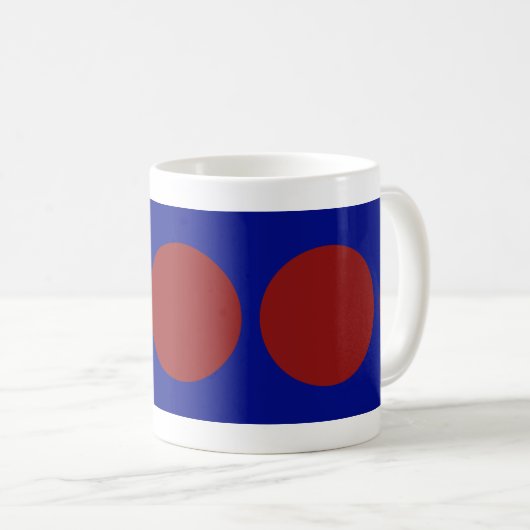 Rote Kreise auf blau Kaffeetasse (VorderseiteRechts)
