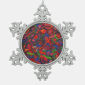 Rote Kreise Schneeflocken Zinn-Ornament (Vorderseite)