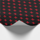Rote Kreuzstiche auf schwarz Geschenkpapier (Ecke)