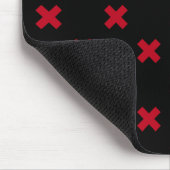 Rote Kreuzstiche auf schwarz Mousepad (Ecke)