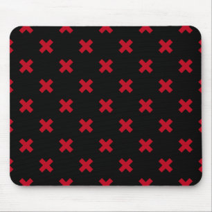 Rote Kreuzstiche auf schwarz Mousepad