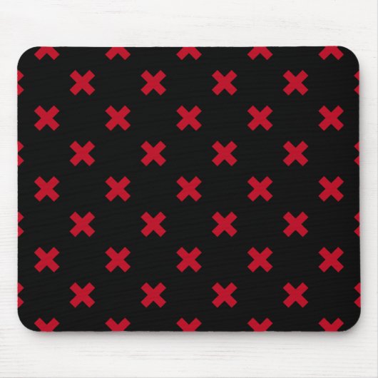 Rote Kreuzstiche auf schwarz Mousepad (Vorne)