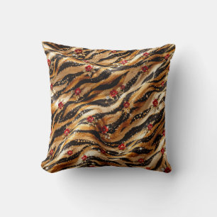 Rote Kristallrose Tiger Stoff Kissen