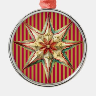 ROTE KRISTMAS TUFTED PATTER MIT GRÜNEN ROTEN STERN ORNAMENT AUS METALL