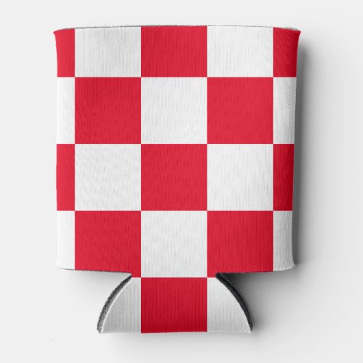Rote kroatische geometrische fette Schachbretter k Dosenkühler (Vorderseite)