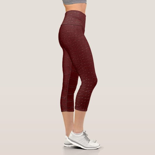 Rote Krokodile Hautfarbe Druck veraltet Capri Leggings (Rechts)