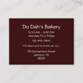 Rote Kuchen-Fotografie-Visitenkarten Visitenkarte (Rückseite)