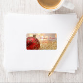 Rote Kugel Gold Bokeh Adressaufkleber (Insitu)