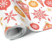 Rote Kugeln Weihnachtsmuster Geschenkpapier (Rolleneckpunkt)