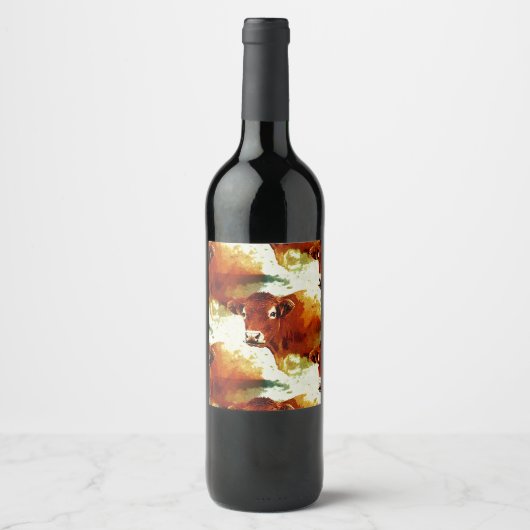 Rote Kuh Malerei Weinetikett (Vorderseite)