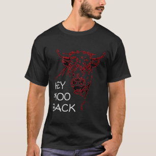 Rote Kuh Stier Umriss Muh Rücken Auf Rücken T-Shirt