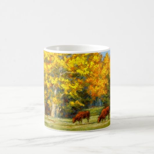 Rote Kühe unter gelber Fall-Baum-Tasse Kaffeetasse (Mittel)