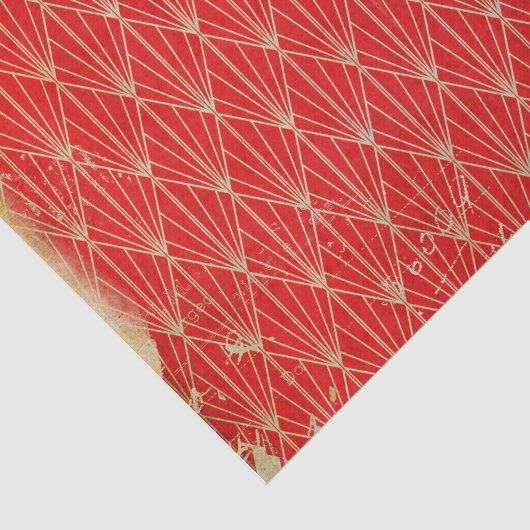 Rote Kunst-Déco Seidenpapier (Ausschnitt)