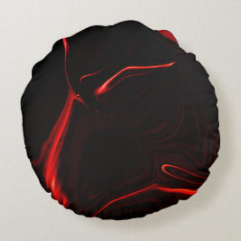 Rote Kurven oder Abrundung im dunkelroten Hintergr Rundes Kissen