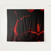 Rote Kurven oder Abrundung im dunkelroten Hintergr Wandteppich (Vorderseite (Horizontal))