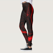 Rote Kurven oder Wellen im dunklen Hintergrund. Leggings (Links)