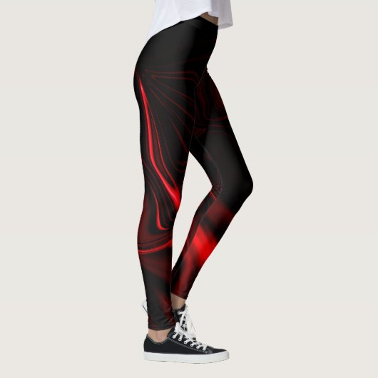 Rote Kurven oder Wellen im dunklen Hintergrund. Leggings (Rechts)