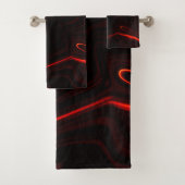 Rote Kurven oder Wellen in dunkelroten Fonds Badhandtuch Set (Insitu)