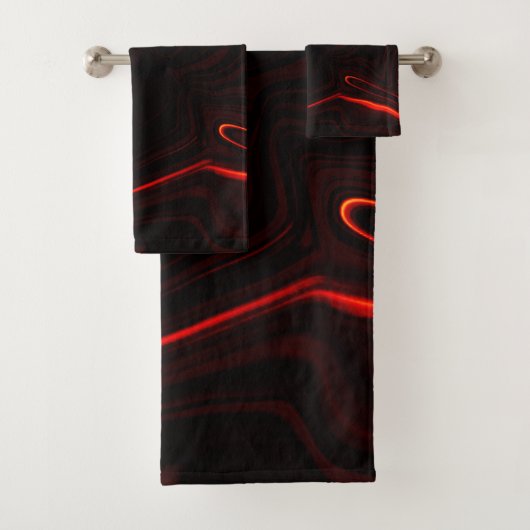 Rote Kurven oder Wellen in dunkelroten Fonds Badhandtuch Set (Insitu)