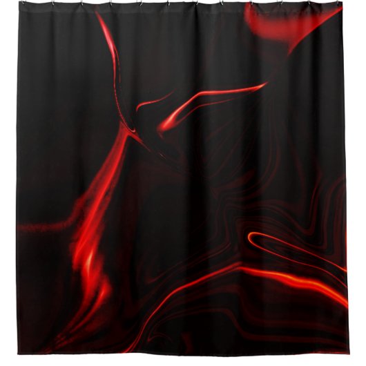 Rote Kurven oder Wellen in dunkelroten Fonds Duschvorhang (Vorderseite)