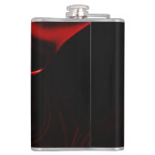 Rote Kurven oder Wellen in dunkelroten Fonds Flachmann (Rückseite)